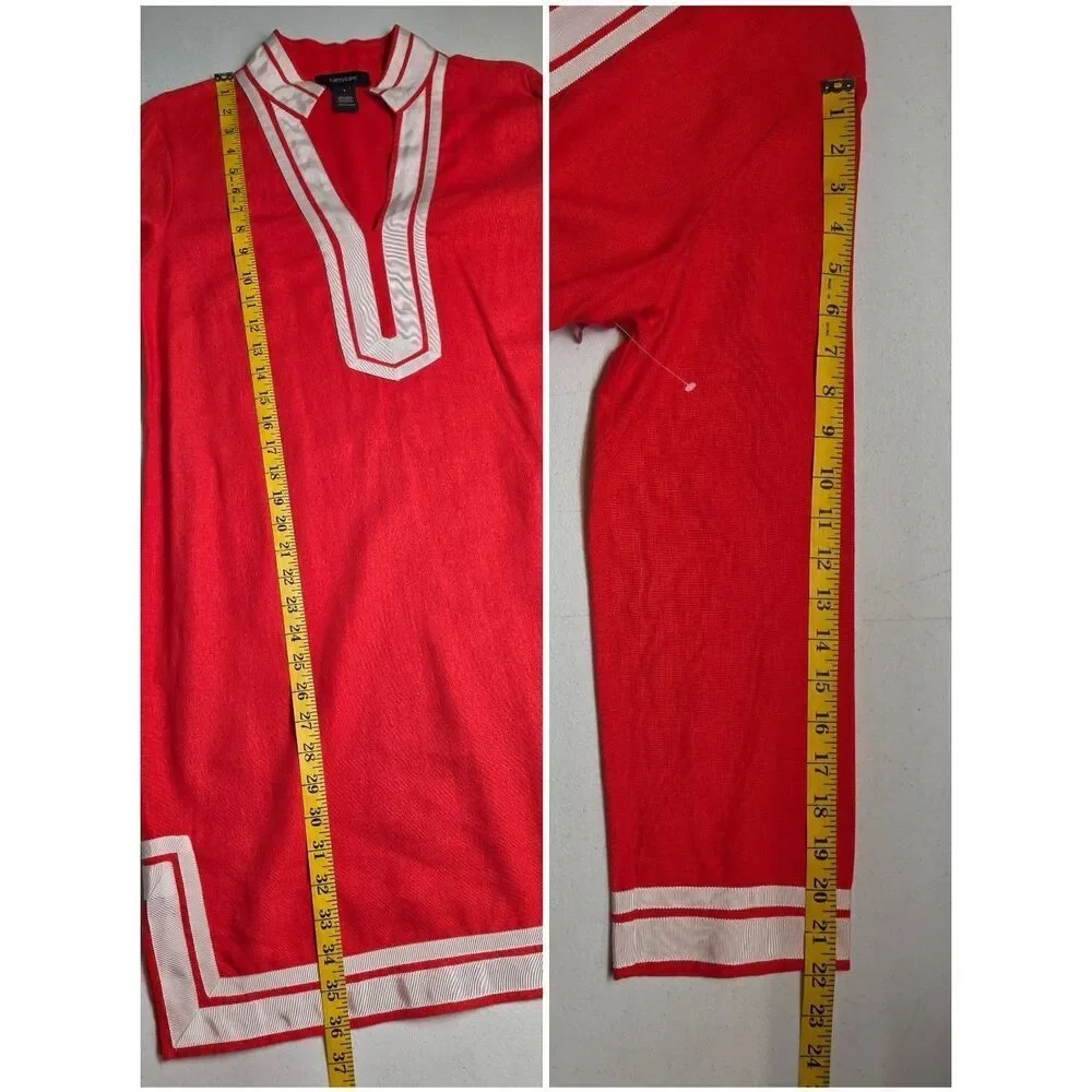 Karen Kane St. Tropez Red Tunic Dress with White Trim